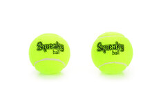 Tennisbal met pieper 2 stuks Geel 6,5 cm