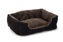 Beeztees pluche ligbed Baboo, kat. Taupe, zwart. 48 x 37 x 18 cm.