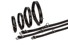 Lederen halsband zwart 70 cm x 25 mm